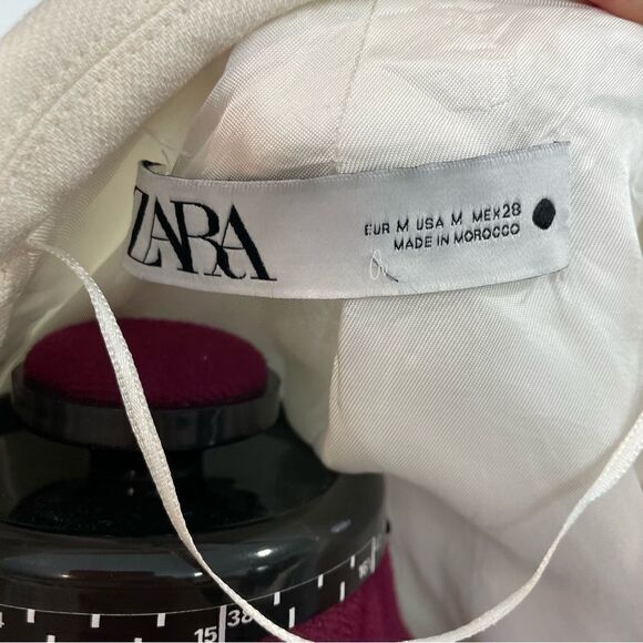 ZARA White 100% cotton Jacket lose fit Two Button Blazer - Picture 7 of 11